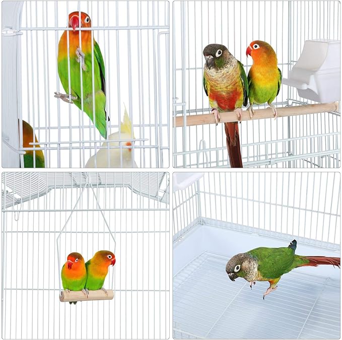 Topeakmart Open Top Medium Parrot Flight Bird Cage for 2 Parakeets, White