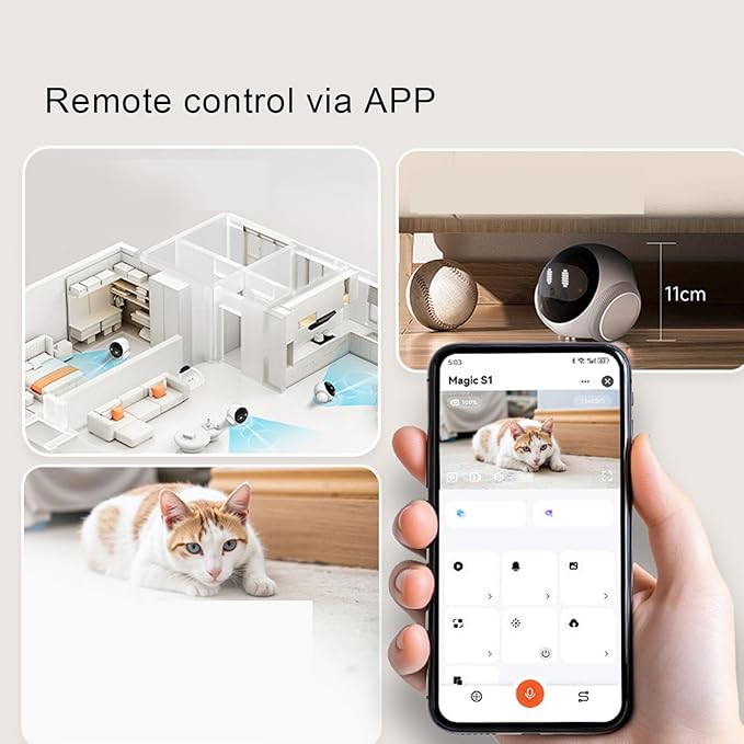 Sorandy Movable Pet Camera, Smart Robot with 360 Rotation 1080p Monitoring Motion Detection 2 Way Talk, Rechargeable WiFi Pet Camera Robot for Dogs Cats Babies Home Surveillance