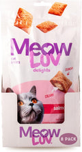 Ultra Chewy Meow Luv Delights Crunchy Cat Treats with Creamy Center - Salmon Flavor - Premium Cat Snacks - Soy-Free Recipe - Healthy Treats for Indoor Cats - 8 Pack
