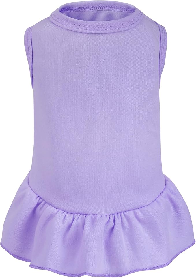 Dog Dresses Cat Skirt Solid Color Dog Clothes Summer Sleeveless Puppy Girl Clothes for Small Pet Dogs Cats (Light Purple, Large)