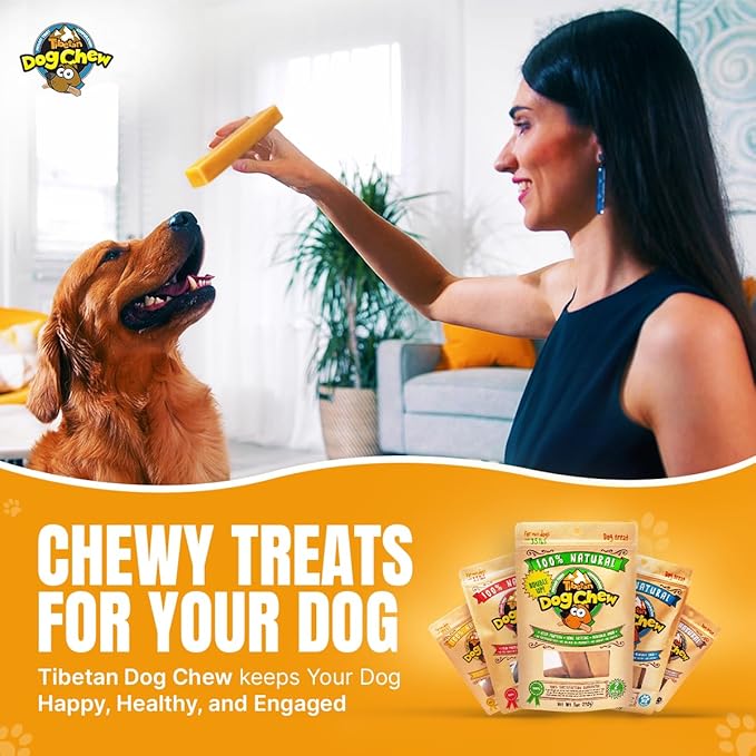 Tibetan Dog Chew Yak Cheese Sticks - Natural, Handmade Treats for Jumbo Dogs, Long-Lasting Entertainment, Perfect for Aggressive Chewers, Rawhide-Free, Grain-Free, Gluten-Free (1 Chew, Jumbo)