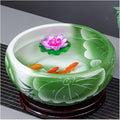 Fish Tabk Ceramic Goldfish Bowl Fish Tank Hand-Painted Desktop Large Lucky Turtle Tank Narcissus Lotus Pot Tank Aquarium Starter Kits Cool Fish Tank(Color:B,Size:24cm)