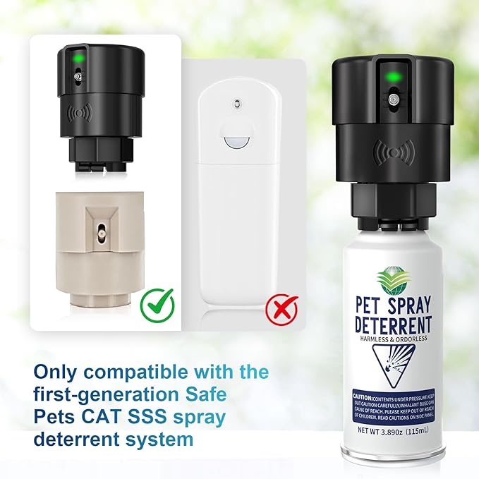 Cat Deterrent Spray Refill, Pet Spray Deterrent System, Motion Activated Cat System, Cat & Dog Odorless & Indoor, Up to 3 Feet Away, Pet Deterrent Spray Refill 4 Pack 15.56Oz