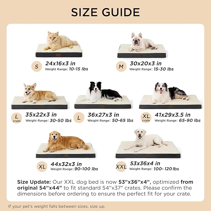 Bedsure Dog Beds Large Sized Dog - Extra-Large Orthopedic Waterproof Puppy Bed with Removable Washable Cover, Egg Crate Foam Pet Mat, Suitable for Pet Up to 100 lbs