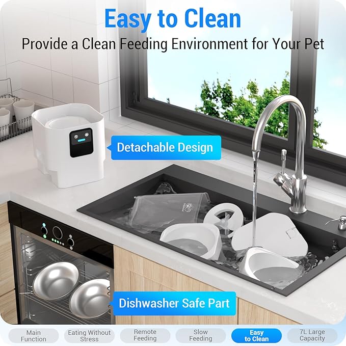 5G WiFi Automatic Cat Feeder 2 Cats: Dual Automatic Dog Feeder with APP Control, Cat Food Dispenser for Multiple Pets, Detachable for Easy Clean, 7L Large Food Storage -29 Cup (ACF190W-C)