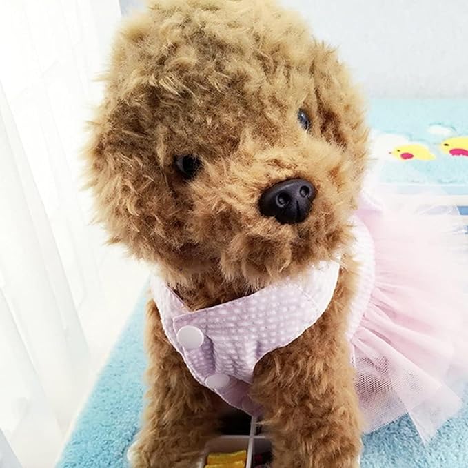 Dog Dresses, Fashion Pet Dog Clothes, Striped Mesh Puppy Dogs Princess Dresses (Pink, Medium)