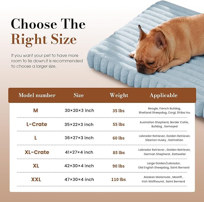 Dog Beds for Extra Large Sized Dog, Orthopedic Pet Bed with Waterproof Lining, Soft Short Plush Surface & Egg Crate Foam, Machine Washable Pet Mat with Removable Cover & Anti Slip Bottom