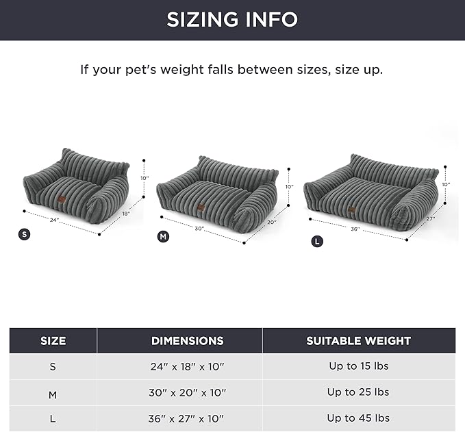 Bedsure ComfyFleece™ Cute Dog Couch for Medium Dogs - As Seen on TV on Good Day New York, Dog Couch Bed with Removable, Washable Cover, Supportive Pet Sofa, for Medium Large Dogs, 36inch, Warm Grey