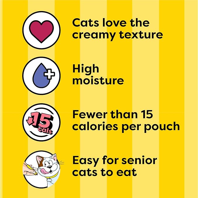 Temptations Creamy Puree Squeezable Lickable Cat Treats, Wet Cat Treats with Beef Liver, 0.42 oz. Tubes, 4 Count, Pack of 11 (44 Total)