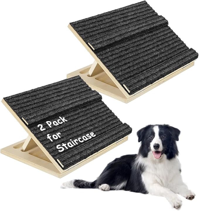 Foldable Wooden Dog Ramp for Stairs, Upgraded Non-Slip Dog ramps, 2 Packs for Small or Medium Dogs and Cats， Step and Stair for Injured and Elderly Pets（No Installation Required）