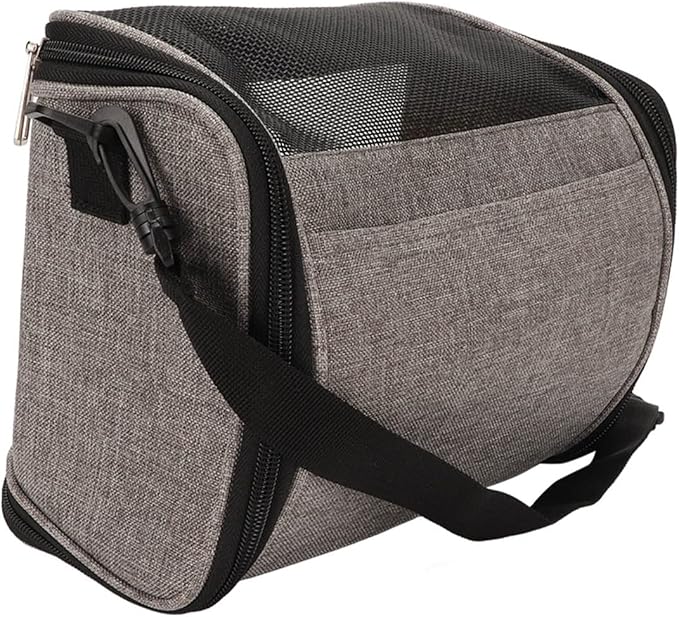 Transparent Bird Carrier Bag, Portable Parrot Travel Cage, Lightweight Breathable Backpack for Cockatiels Parakeets Small Birds with Rattan Weaving, Side Pockets and Two - Way Zipp (Gray)