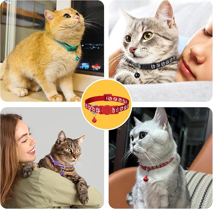 Taglory Kitten Collar Breakaway with Bell, 2 Pack Girl Boy Pet Kitten Collar Adjustable 6-8 Inch for 2-6 Months Cat, Purple