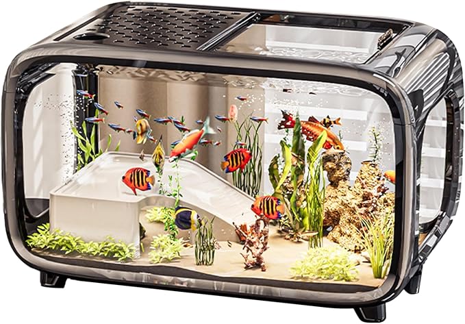 Aquarium Fish Tank - Compact Clear Habitat Bowl, Transparent Aquatic Display Container, Stylish Water Garden Design, Versatile Mini Ecosystem Setup, Aquatic Pets Housing for Betta, Shrimp, Snails
