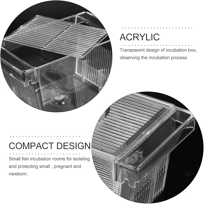 Fish Incubator Box with Divider Aquarium Breeding Hatchery for Betta Isolation, Aquarium Overflow and Nursery Box for Fish in Home Tanks