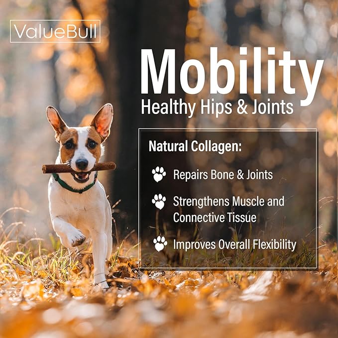 ValueBull Collagen Sticks for Dogs, 6 Inch Thick Chews, Natural Long-Lasting Dog Treats, 25 Count - Supports Joints, Skin & Coat with Chondroitin & Glucosamine