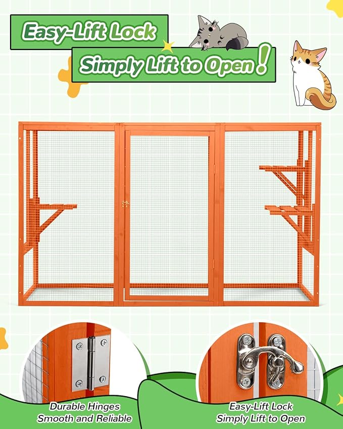 Catio Outdoor Cat Enclosure,71" Catios for Cats Outdoor Patio, Clearance Large Cat Cage for Outside, Cattio with Window Access, Weatherproof, Orange
