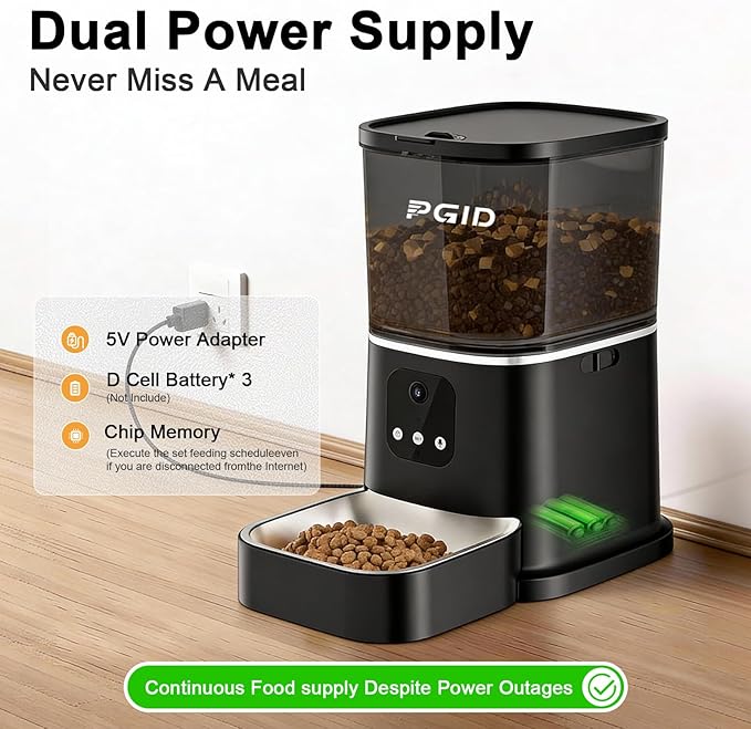 Automatic Cat Feeder with 400W Camera,2.4G Auto Dog Feeder w Night Vision,Pet Feeder w2-Way Audio,Timed Cat Feeders for Dry Food,Dogs Food Dispenser w APP Control 5L