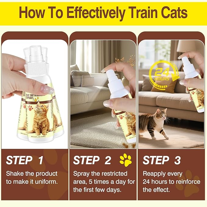 Cat Deterrent Spray, Effective Pet Spray for Anti Cats Scratch Furniture, Curtain, Sofa and Plant, Cat Scratch Deterrent Aid for Pet Behavior Training(100ML)
