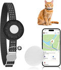 Cat Tracker, GPS Tracker Compatible with Apple Find My App(Only iOS), Waterproof Cat Tracker Collar with Safety Elastic Buckle, No Monthly Fee Pet Tracker, Works with Any Collar (Black)