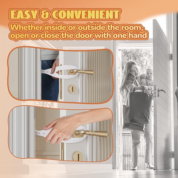 TGIOW Cat Door Latch, 1 Pcs Cat Door Stopper Pet Door Latch to Keep Dog Out of Litter Box and Food, Door Prop for Cat with 5 Adjustable Size Strap 2.5-6" Wide, No Measuring, Easy to Install, White