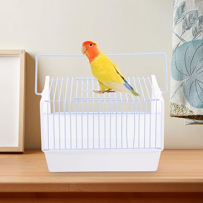 Toyvian Portable Small Bird Carrier Cage with Handle Lightweight Wire Parrot Carrying Cage for Travel Hiking Camping Trips