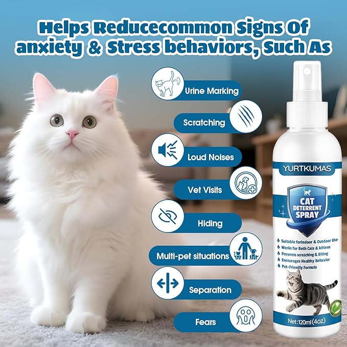 Cat Deterrent Spray - Indoor & Outdoor Cat Repellent, Stops Cats from Scratching Furniture, Carpets, Sofas, Curtains and Urine Marking - Effective Anti-Scratch Training Aid (Blue)