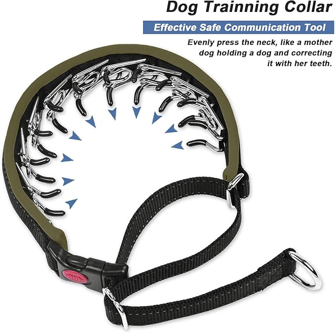 Martingale No Pull Dog Collar, Heavy Duty Nylon With Buckle, Adjustable Anti Pull Reflective Slip for Large Medium Small Dog Training Walking S Army Green