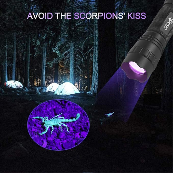 ULTRAFIRE 501B UV Flashlight, Adjustable Focus 395nm Ultraviolet Blacklight Mini Flashlight for Pet Urine Detection, Resin Curing, Scorpion & Bed Bug Detection