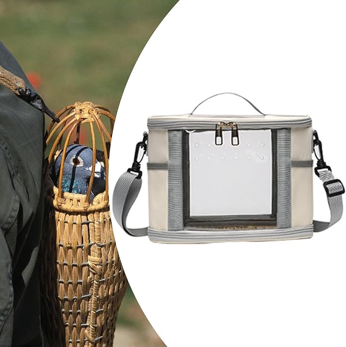 Bird Carrier Bag Bird Travel Cage Small Animal Carrier Guinea Pig Carrier for Budgies, Sugar, Glider Small Pets Lovebirds, Beige L