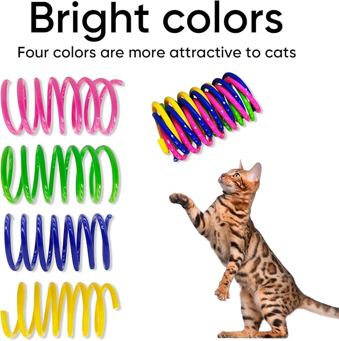AGYM Cat Spring Toys, 12 Pack Cat Spiral Springs for Indoor Cats, Colorful & Durable Plastic Spring Coils Attract to Swat, Bite, Hunt, Interactive Toys for Kittens