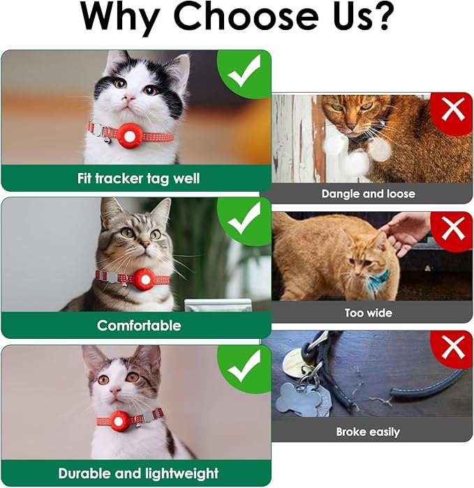 Cat Tracker, MINI Pet Tracker for Cats, Cat GPS Tracker Compatible with Apple Find My App(Only iOS), Real-Time Tracking, Precise Positioning, No Monthly Fee, Long-Life Battery, Smart Alerts