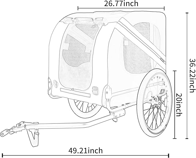 Large Dog Bike Trailer, All-Terrain Pet Carrier, Cargo Carrier, Durable Steel Frame for Travel, Cycling, Outdoor Adventures
