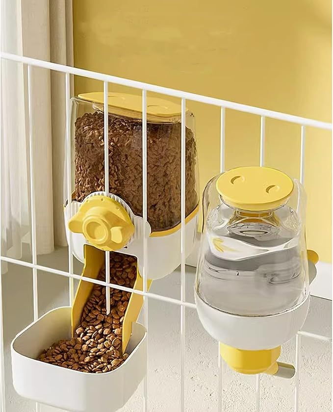 Pet Dog Cat Hanging Automatic Feeders, Auto Gravity Pet Feeder No Drip Water Set, Cage Pet Feeding Bowls Dispenser for Cats Dogs Puppy, Rabbit (Green)