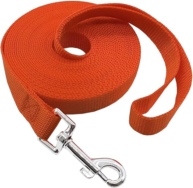 Nylon Training Dog Leash for Small Medium Large Dogs, 15ft 20ft 30ft 50ft Long Leash Dog/Puppy Lead for Obedience Recall Training, Camping (1" x 50ft, Orange)
