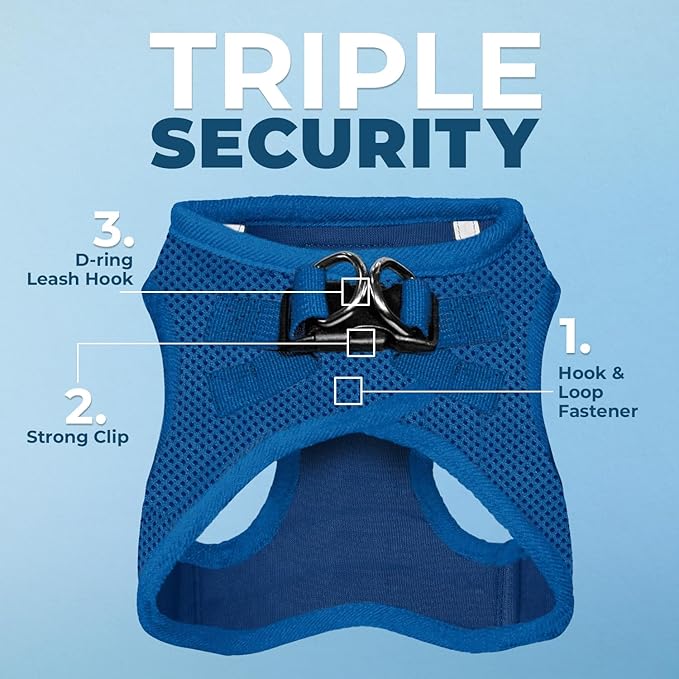 Best Pet Supplies Voyager Step-in Air Harness - All Weather Mesh, Reflective, No Pull Harness for Dogs, Cats - Secure with Hook & Loop Fastener, Buckle, Double D-Rings - Royal Blue, XS