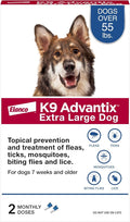 K9 Advantix Flea, Tick & Mosquito Prevention for Dogs Over 55 lbs. | Flea Drops for Extra Large Dogs | Apply Monthly | 2 Treatments
