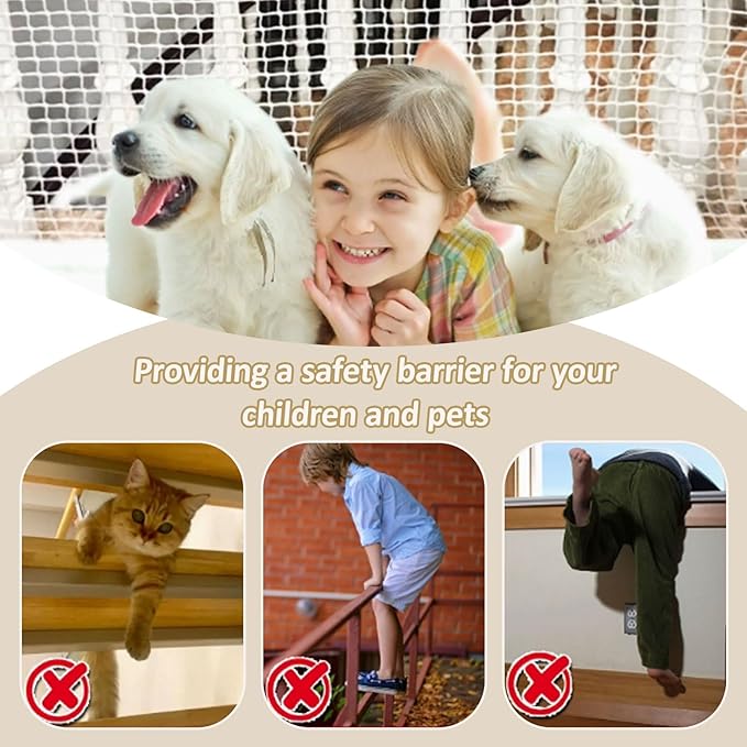 Safety Rope Net Kids Pet Stair Balcony Protection Net Baseball Softball Backstop Nets Outdoor Knotless Sports Netting(Size:0.5Mx8M（1.64FTx26.24FT）,Color:White)