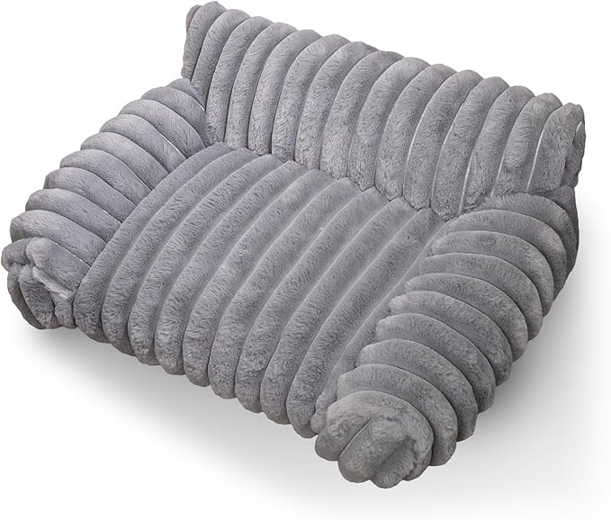 Indoor Pet Sofa Bed | Cat Sofa Bed, Soft Square Pet Bed, Indoor Non-Slip Cat Bed, Comfortable Plush, Suitable for Small to Medium Cats and Dogs(White, L(29.52 * 21.65 * 9.84in))