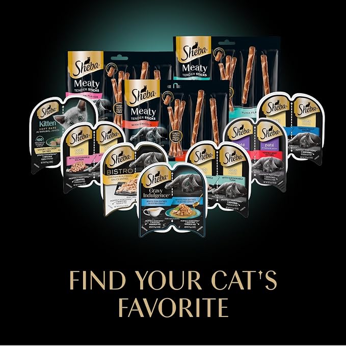 Sheba Meaty Tender Sticks Chicken Cat Treats, Chicken Flavor, Cat Snacks, 0.14 oz., 5 Count, Pack of 10 (50 Sticks Total)