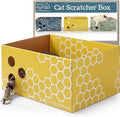 Extra Large Cardboard Cat Scratcher with Refillable Double-Sided Scratch Pad, No‑Mess Cat Scratching Box for Indoor Cats