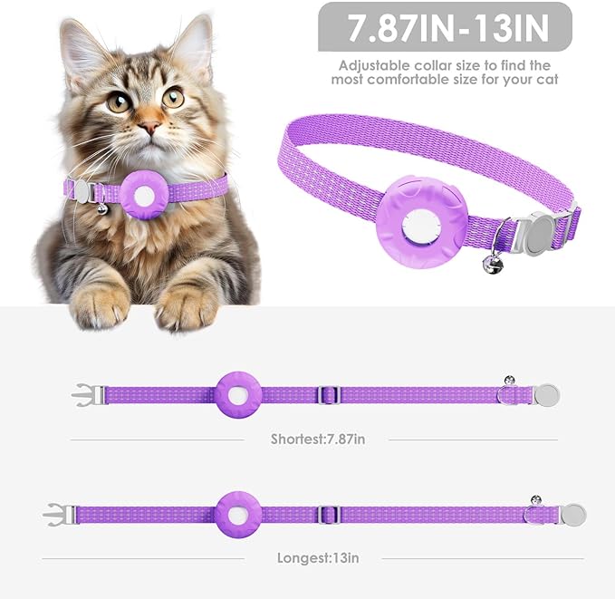 Cat Tracker, Lightweight Pet Tracker for Cats, GPS Tracker for Cats Compatible with Apple Find My App(Only iOS), Real-Time Tracking, No Monthly Fee, Smart Alerts, Waterproof