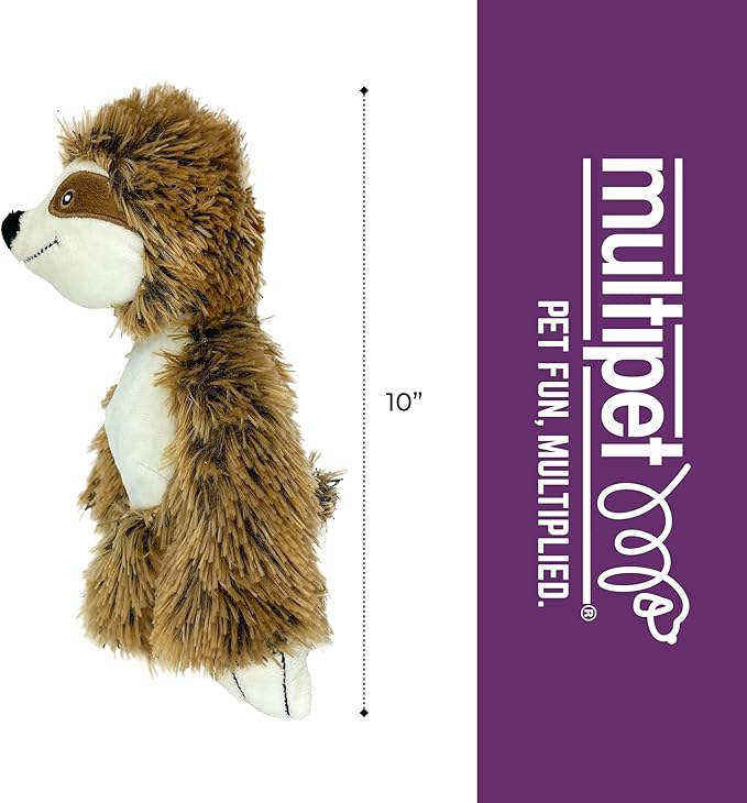 Multipet Bark Buddies Sloth Dog Plush Toy - Squeaky Dog Toy for All Dogs - Extra Soft Plush Dog Toy - Stuffed Animal Dog Toy for Cuddling & Playing - Cute Dog Pet Toy (10")