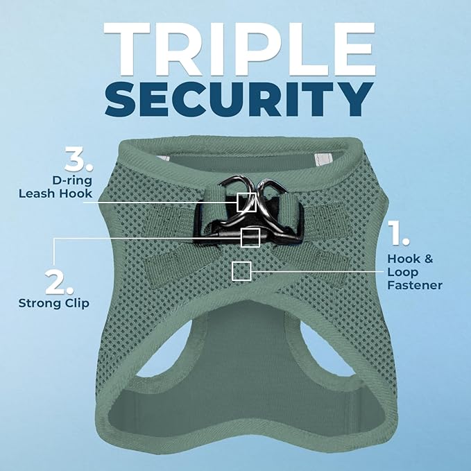 Best Pet Supplies Voyager Step-in Air Harness - All Weather Mesh, Reflective, No Pull Harness for Dogs, Cats - Secure with Hook & Loop Fastener, Buckle, Double D-Rings - Moss Green, XXS