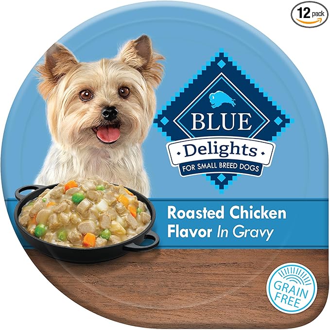 Blue Buffalo Delights Small Breed Natural Wet Dog Food, Rotisserie Chicken Flavor in Gravy, 3.5-oz Cups, 12 Count