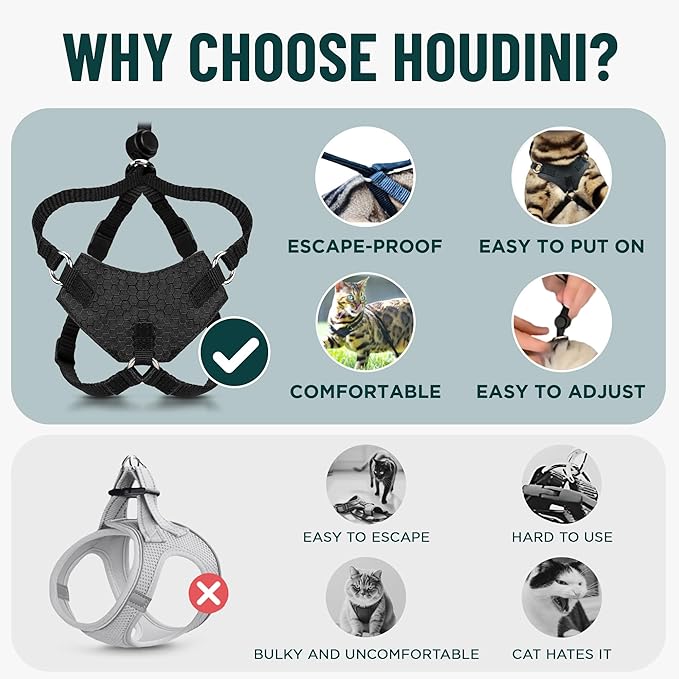 Houdini™ Escape Proof Cat Harness and Leash Set by OutdoorBengal – Orange, Large Cat Harness for Walking Big Cats