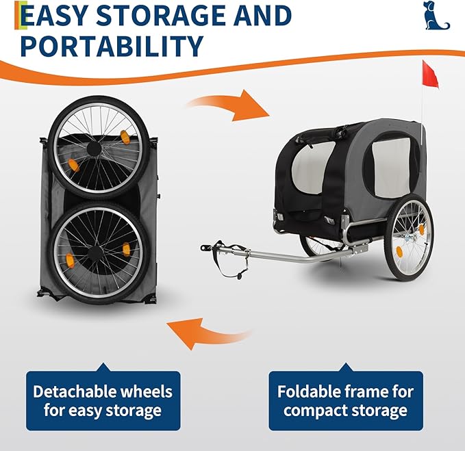 Dog Bike Trailer, 88LBS Dog Cart for Bicycle, Pet Cart Bicycle Carrier with Quick Release Wheel, Washable Non-Slip Lining, Easy Folding Cart Frame, Univer-Sal Bicycle Coupler