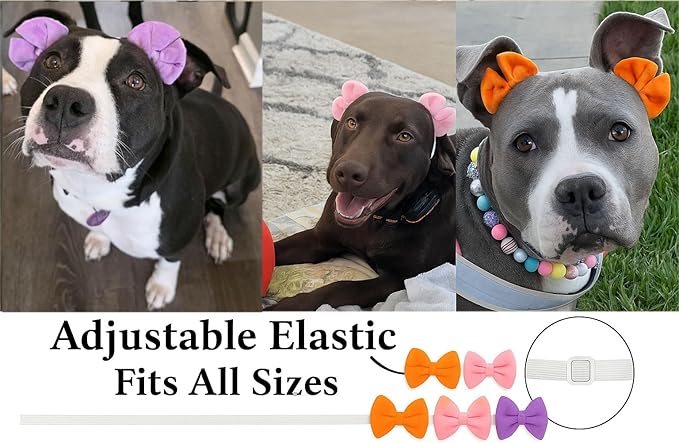 Dog Hair Bow 3 Pack – Double Bow Dog Headbands, Adjustable Hair Accessories for Small & Medium Dogs, Adjustable Pet Hair Accessories for Daily Wear & Special Occasions, Puppy Grooming Accessories