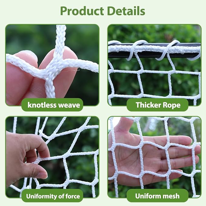 Safety Rope Net for Kids,Knotless Fence Net for Balcony Stairway Guard,Outdoor Terrace Decoration Pet Anti-Fall Rope Netting,Baseball Sports Netting(Size:3M*6M(9.8FT*19.7FT),Color:White)