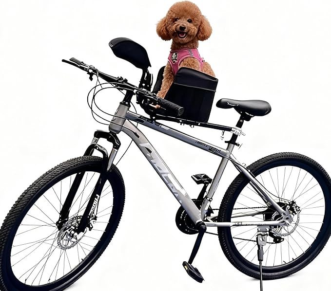 Front Bicycle Pet Carrier Basket – Reinforced Frame, Padded Liner & Safety Leash, Easy Install Quick-Release Mount, Universal Fit Dog Bike Seat