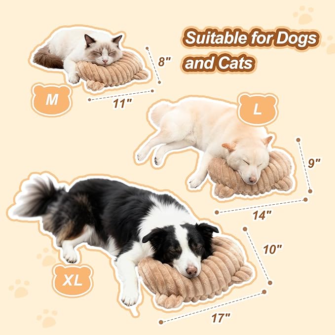 Jiupety Dog Calming Pillow, Soft and Neck-Friendly, Washable Pet Neck Pillows for Small Medium Large Dogs and Cats, 11" x 8", Coffee